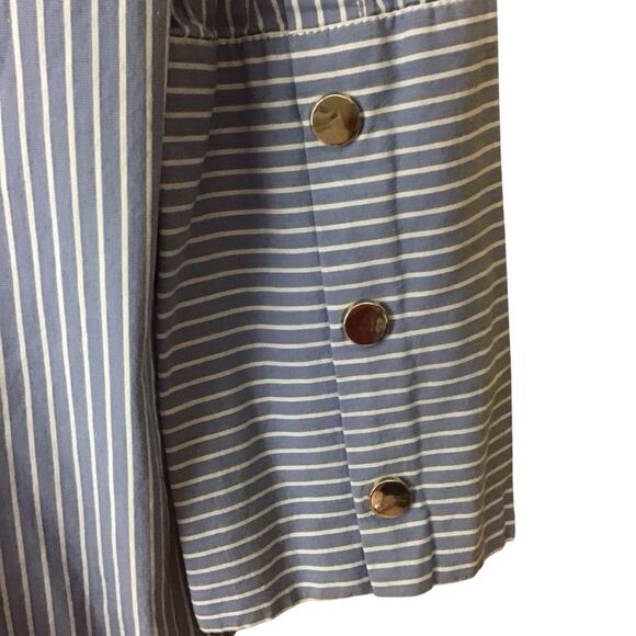 Zara Woman Blue White Striped High Low Tunic Blouse M - Picture 5 of 15